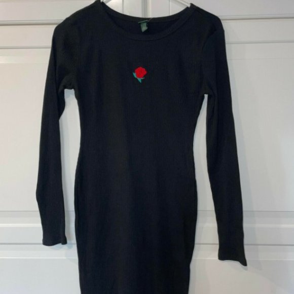 Wild Fable Bodycon Dress Black Embroidered Size S - Picture 3 of 6